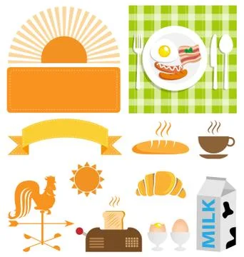 Vector breakfast icon set Stock Illustration
