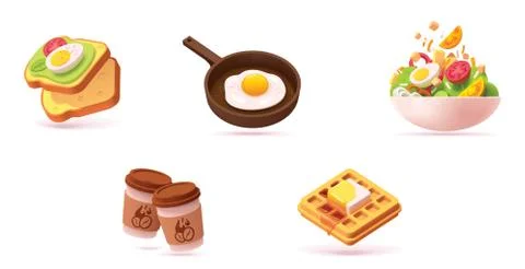 Vector breakfast icon set Stock Illustration