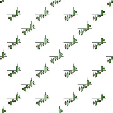 Vector Breakout Candlestick Chart colored simple seamless pattern Stock Illustration