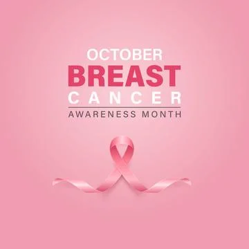 Vector Breast Cancer Awareness Square Pink Poster with 3d Silk Pink Ribbon Stock Illustration