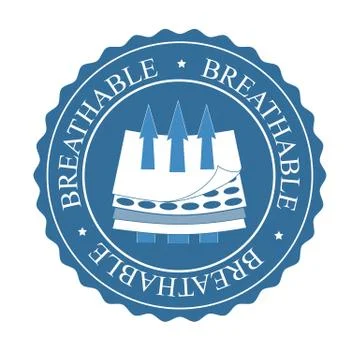 Vector breathable icon. Fabric features. White and blue Stock Illustration