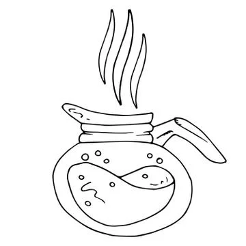 Vector of a brewed coffee in a mug. Hot brewed coffee. Hand drawn smoking cof Stock Illustration