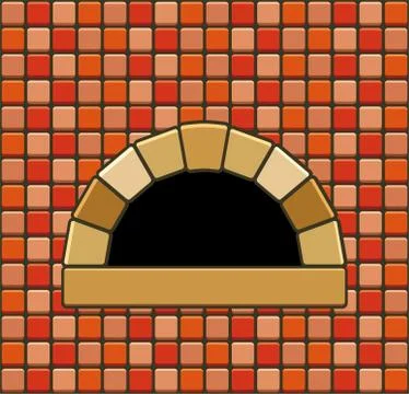 Vector  brick oven with empty hearth 库存插图