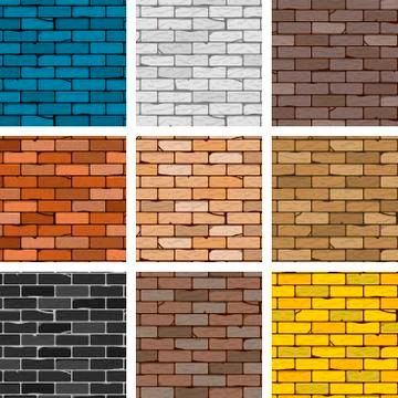 Vector brick wall set Stock Illustration