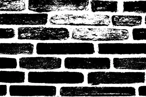 Vector brick wall texture, black and white grunge scratched textured effect b Illustrazione stock