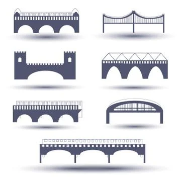 Vector bridge icon set Stock Illustration