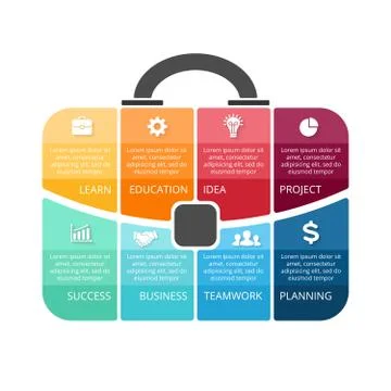 Vector briefcase infographic. Template for bag diagram, graph, presentation Illustrazione stock