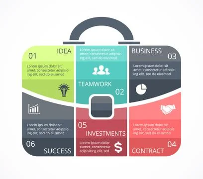 Vector briefcase infographic. Template for bag diagram, graph, presentation Illustrazione stock