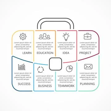 Vector briefcase linear infographic. Template for bag diagram, graph Stock Illustration