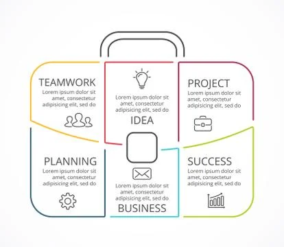 Vector briefcase linear infographic. Template for bag diagram, graph Stock Illustration