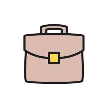 Vector briefcase, portfolio, bag flat color icon. Stock Illustration
