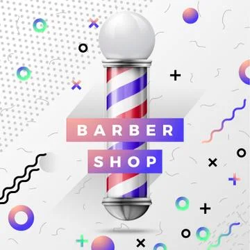 Vector. Bright background with Old fashioned silver glass barber shop pole Stock Illustration