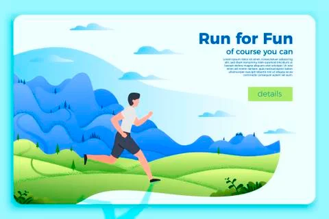 Vector bright banner template with running man. Stock Illustration