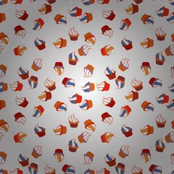 Vector. Bright birthday pattern on orange, red and white. Watercolor seamless pa Stock Illustration