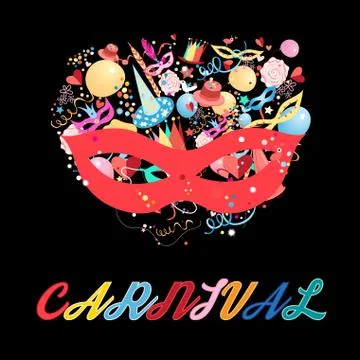 Vector bright carnival mask and other holiday elements Stock Illustration