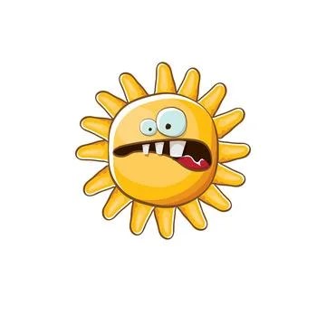 Vector bright cartoon style summer sun character isolated on white background 스톡 일러스트