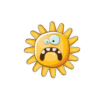 Vector bright cartoon style summer sun character isolated on white background イラスト素材