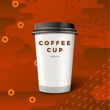 Vector bright coffee advertisement with abstract geometric shapes. Stock Illustration