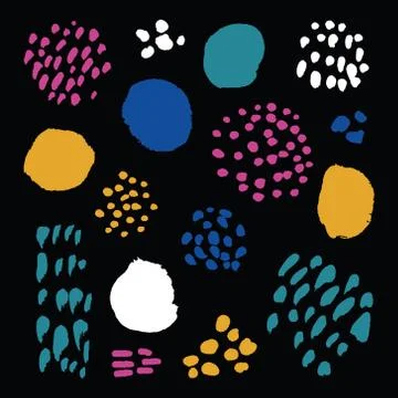Vector bright collection of hand-drawn elements: drops, lines, splashes Stock Illustration