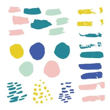 Vector bright collection of hand-drawn elements: drops, lines, splashes Stock Illustration