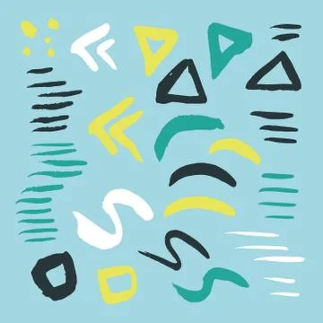 Vector bright collection of hand-drawn elements: drops, lines, splashes Stock Illustration