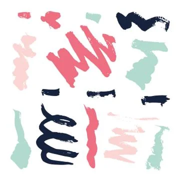 Vector bright collection of hand-drawn elements: drops, lines, splashes Stock Illustration