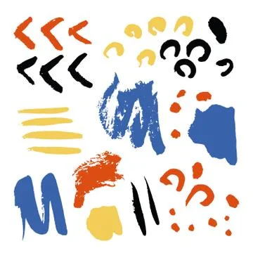 Vector bright collection of hand-drawn elements: drops, lines, splashes Stock Illustration