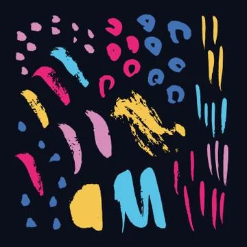 Vector bright collection of hand-drawn elements: drops, lines, splashes Illustrazione stock