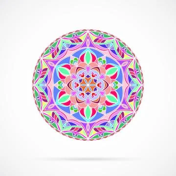 Vector Bright Color Mandala over white Stock Illustration