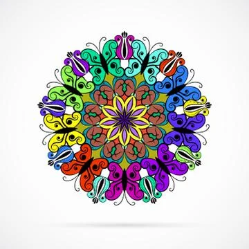 Vector Bright Color Mandala over white Stock Illustration