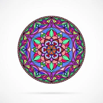 Vector Bright Color Mandala over white Stock Illustration