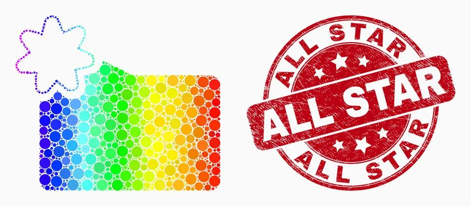 Vector Bright Dot New Folder Icon and Distress All Star Watermark Stock Illustration