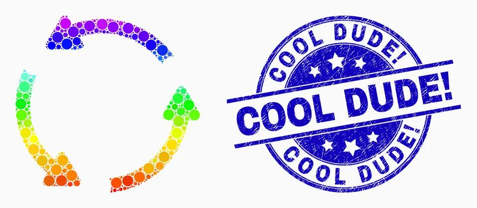 Vector Bright Dot Rotation Motion Icon and Grunge Cool Dude! Seal Stock-Illustration