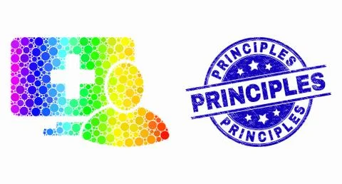 Vector Bright Dotted Computer Patient Icon and Distress Principles Seal Stock-Illustration