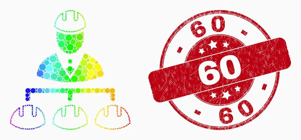 Vector Bright Dotted Engineer Hierarchy Icon and Distress 60 Watermark 스톡 일러스트