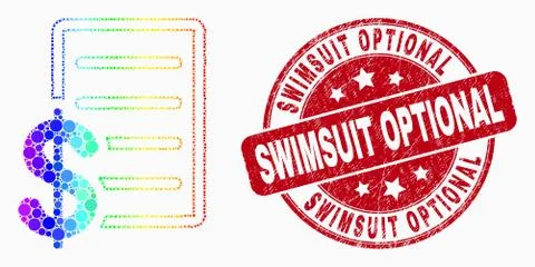 Vector Bright Dotted Price List Icon and Distress Swimsuit Optional Stamp Illustrazione stock
