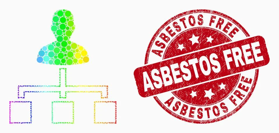 Vector Bright Dotted User Links Icon and Grunge Asbestos Free Stamp Seal Stock Illustration