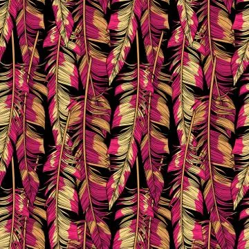 Vector bright feathers seamless pattern Stock Illustration