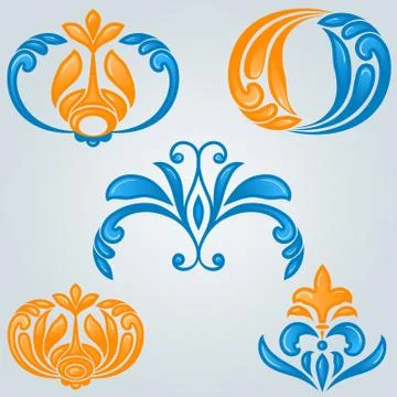 Vector bright floral design elements Stock Illustration