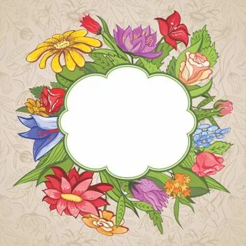 Vector bright flower frame Illustrazione stock