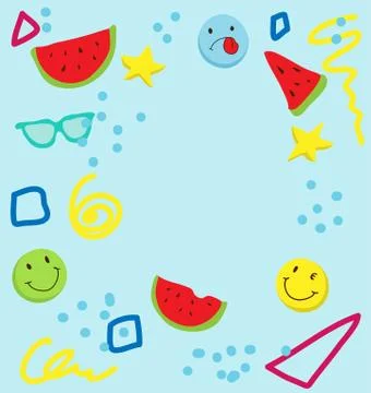 Vector bright funny cartoon summer background Stock Illustration