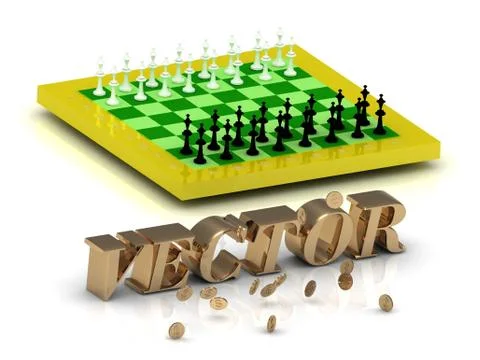 VECTOR- bright gold letters money and yellow chess on white background Stock Illustration