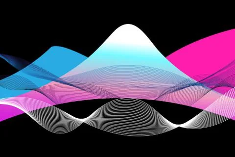 Vector bright illustration of mountains and waves Illustrazione stock