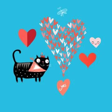 Vector bright love the cat Illustrazione stock