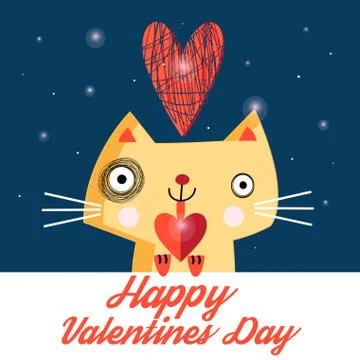 Vector bright love the cat Stock Illustration