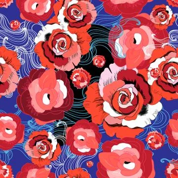 Vector bright pattern of red roses Stock Illustration
