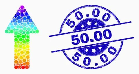 Vector Bright Pixel Arrow Up Icon and Distress 50.00 Watermark Stock Illustration
