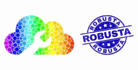 Vector Bright Pixel Cloud Wrench Icon and Scratched Robusta Stamp Seal Illustrazione stock
