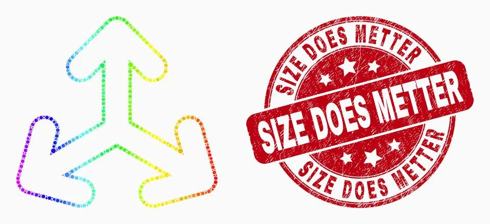 Vector Bright Pixel Expand Arrows Icon and Distress Size Does Metter Seal Stock Illustration