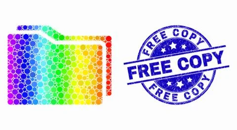 Vector Bright Pixel Folders Icon and Grunge Free Copy Watermark イラスト素材